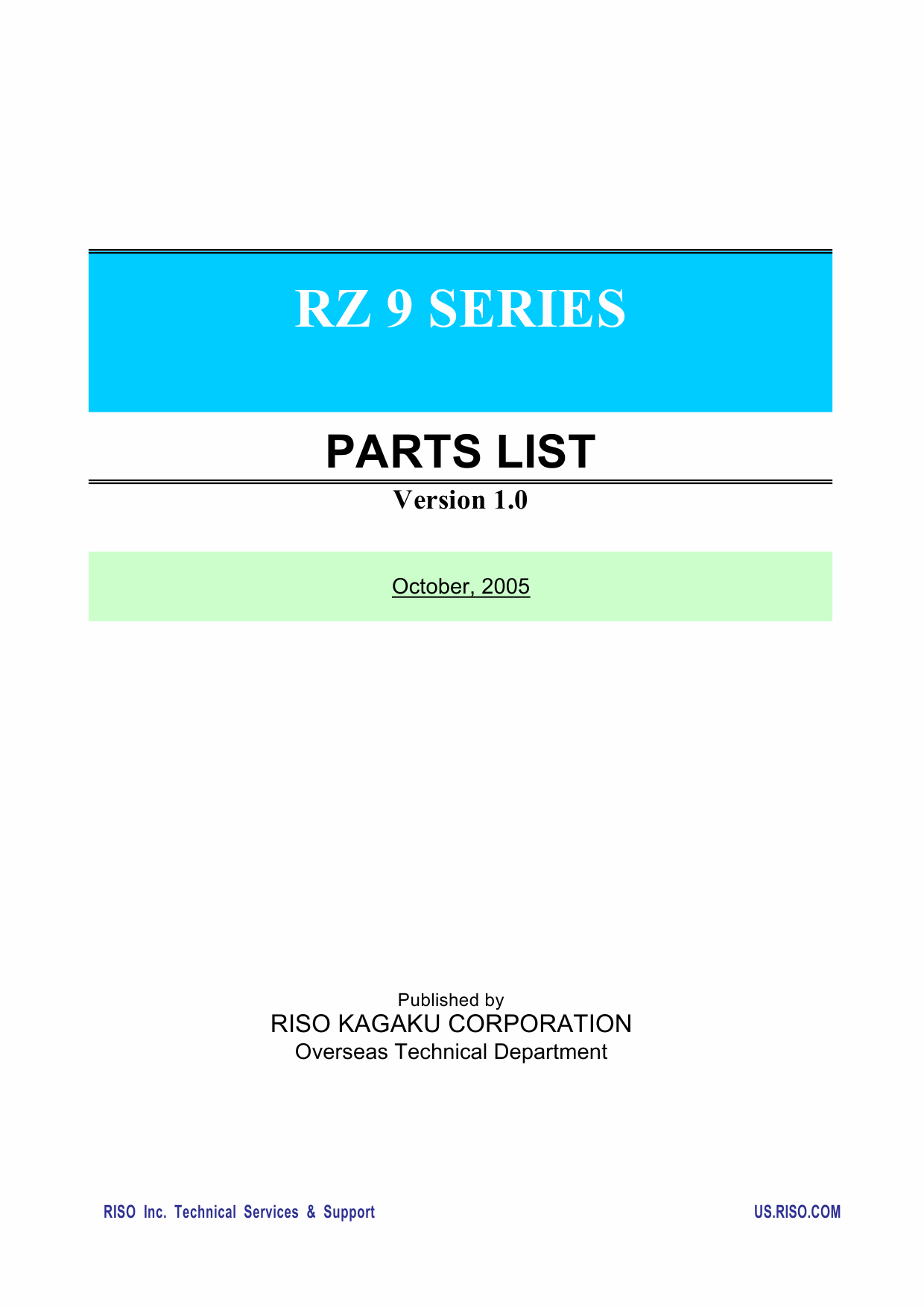 RISO RZ 990 997 970 977 970 977 RV9690 RV9698 Parts List Manual-1